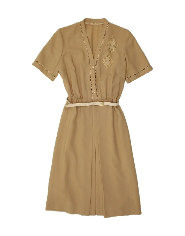 VINTAGE Womens Maxi Dress IT 46 Large Beige Cozy Knit Maxi Dress