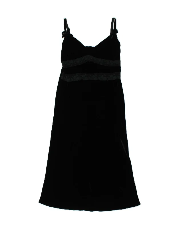 VINTAGE Womens Maxi Dress IT 52 2XL Black Viscose Trendy Maxi Dress with Bow