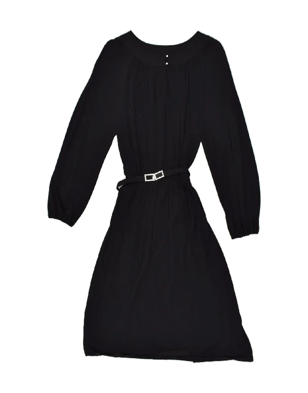 VINTAGE Womens Maxi Dress UK 10 Small Black Elegant Lace-Up Maxi Dress