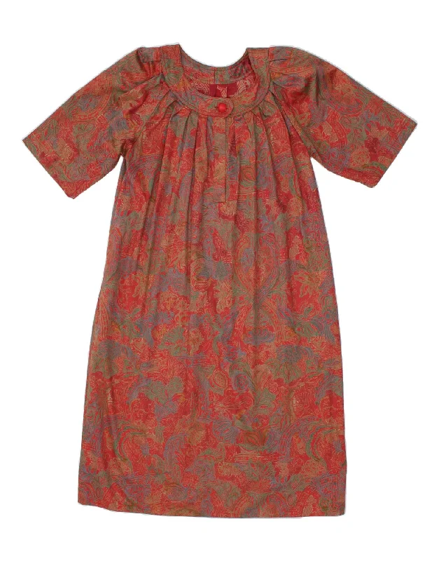VINTAGE Womens Maxi Dress UK 16 Large Red Floral Fashionable High-Waist Maxi Dress
