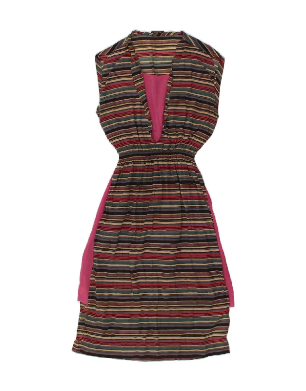 VINTAGE Womens Sleeveless Maxi Dress UK 12 Medium Multicoloured Striped Classic Strapless Maxi Dress VINTAGE Womens Sleeveless Maxi Dress UK 12 Medium Multicoloured Striped Classic Strapless Maxi Dress