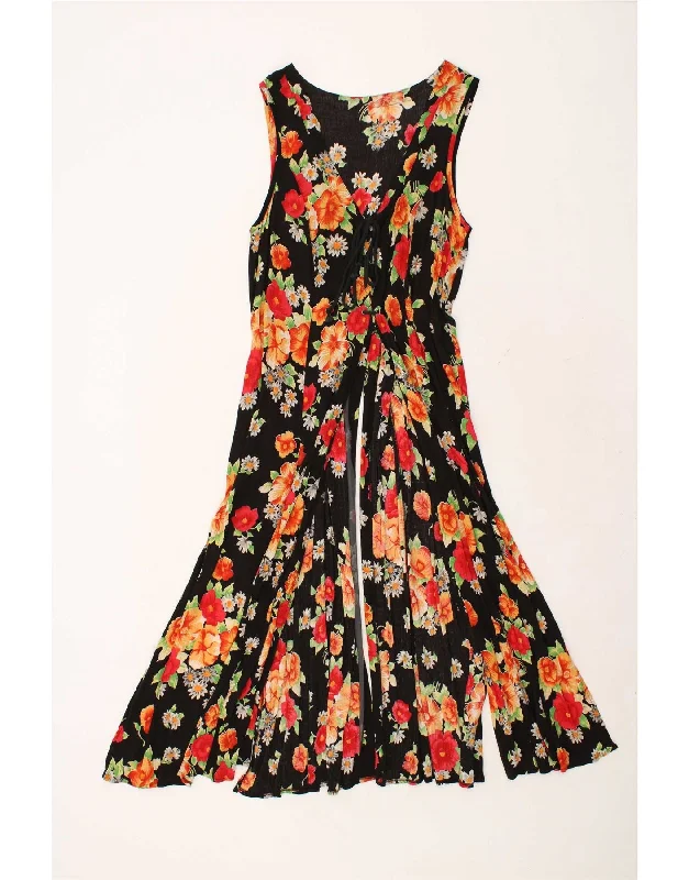VINTAGE Womens Sleeveless Maxi Dress UK 14 Large Black Floral Elegant Floral Maxi Dress VINTAGE Womens Sleeveless Maxi Dress UK 14 Large Black Floral Elegant Floral Maxi Dress