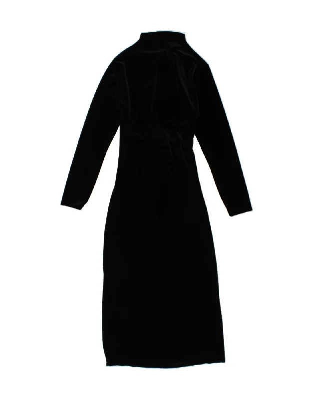 VINTAGE Womens Velour Long Sleeve Maxi Dress UK 10 Small Black Polyester Chic Sleeveless Maxi Dress VINTAGE Womens Velour Long Sleeve Maxi Dress UK 10 Small Black Polyester Chic Sleeveless Maxi Dress