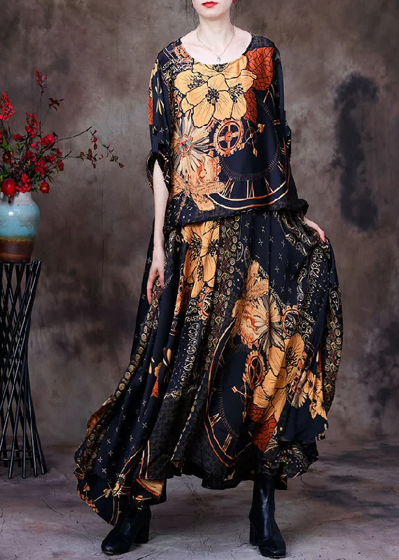 Vintage Yellow O-Neck Asymmetrical Print Fake Two Pieces Silk Maxi Dress Long Sleeve Elegant Tiered Maxi Dress Vintage Yellow O-Neck Asymmetrical Print Fake Two Pieces Silk Maxi Dress Long Sleeve Elegant Tiered Maxi Dress