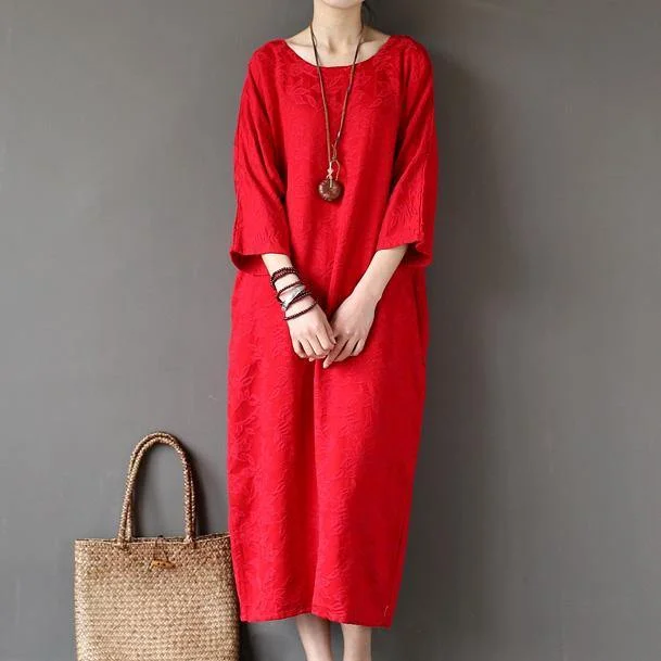 Women back open cotton spring quilting clothes Sleeve red jacquard Maxi Dresses Elegant Boho Maxi Dress Women back open cotton spring quilting clothes Sleeve red jacquard Maxi Dresses Elegant Boho Maxi Dress
