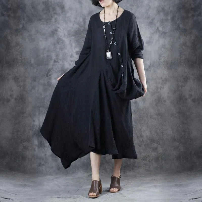 Women black linen cotton dress o neck patchwork Maxi Dress Chic Sleeveless Maxi Dress Women black linen cotton dress o neck patchwork Maxi Dress Chic Sleeveless Maxi Dress