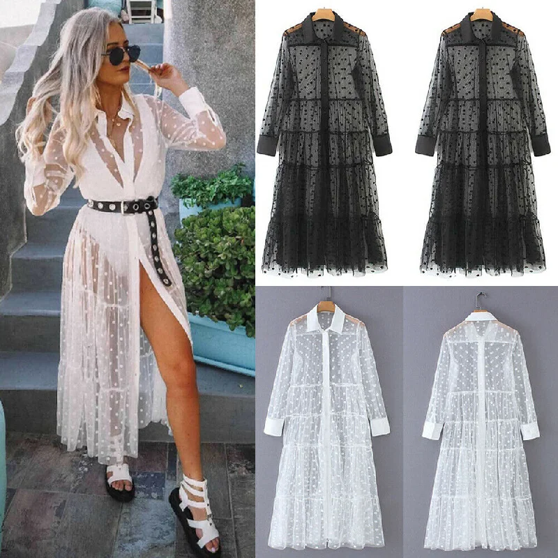 Maxi Dress See-through Party Cozy Knitted Maxi Dress