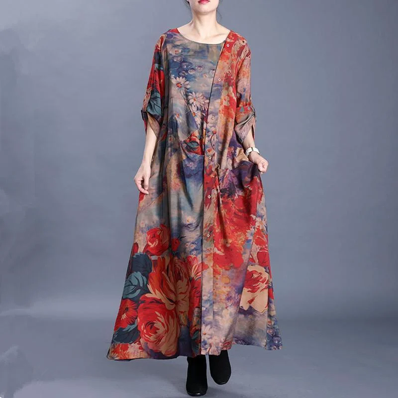 Women o neck asymmetric outfit Tutorials red print Maxi Dress Fashionable Off-Shoulder Maxi Dress Women o neck asymmetric outfit Tutorials red print Maxi Dress Fashionable Off-Shoulder Maxi Dress