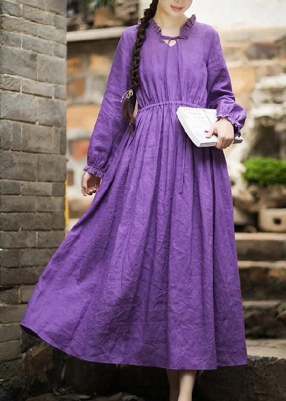 Women O Neck Ruffles Spring Dress Neckline Purple Maxi Dresses Trendy A-Line Maxi Dress Women O Neck Ruffles Spring Dress Neckline Purple Maxi Dresses Trendy A-Line Maxi Dress
