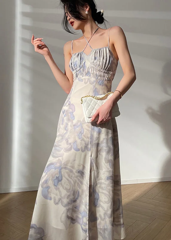 Women Square Collar Print Chiffon Maxi Dresses Sleeveless Comfortable Bohemian Maxi Dress Women Square Collar Print Chiffon Maxi Dresses Sleeveless Comfortable Bohemian Maxi Dress