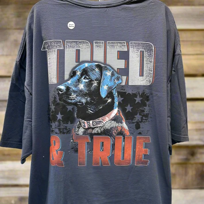 Tried & True American Lab USA Flag Black Lab Short Sleeve T-Shirt Mens or Womens