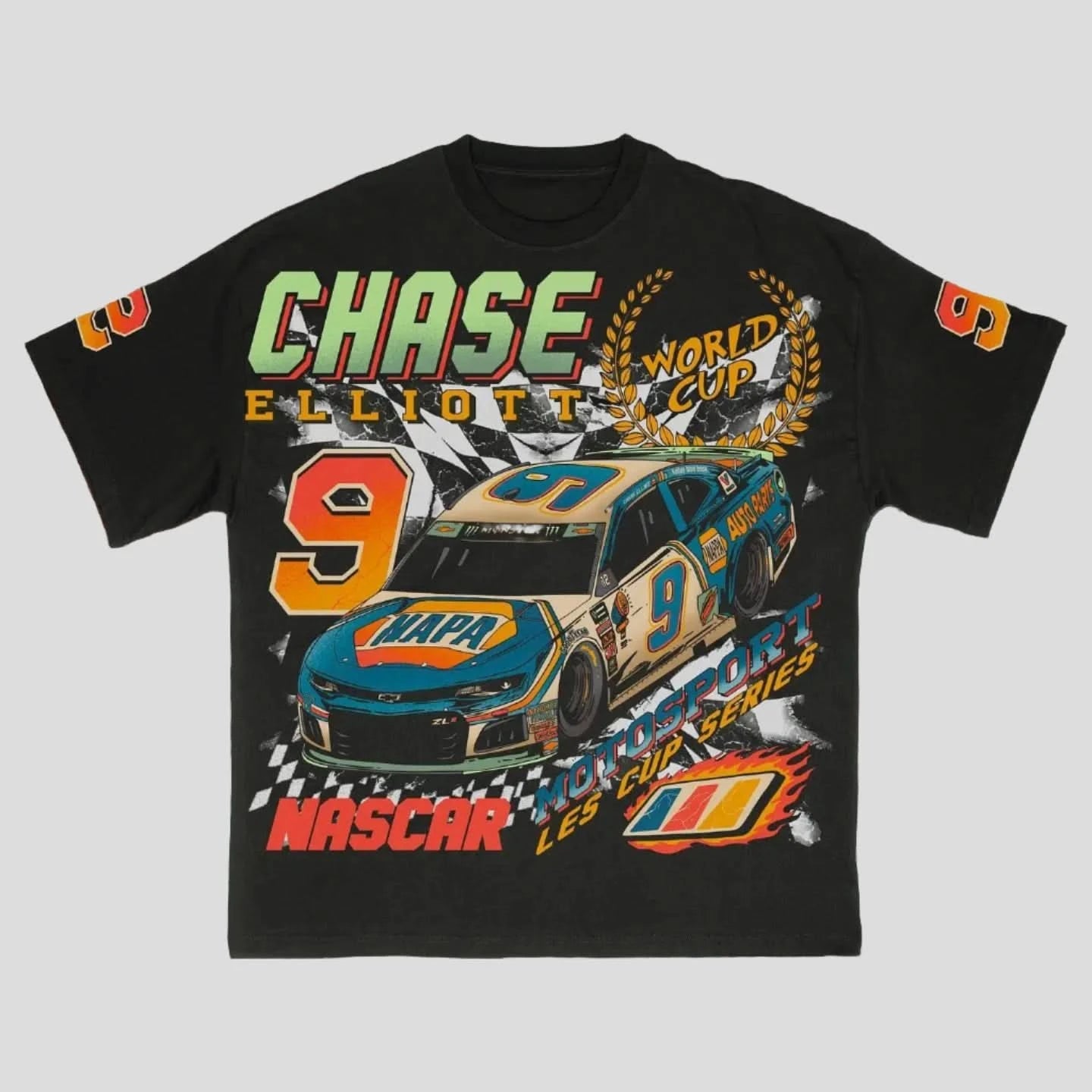 Chase Elliott 9 Women's Moto Sport Black Cotton Tee