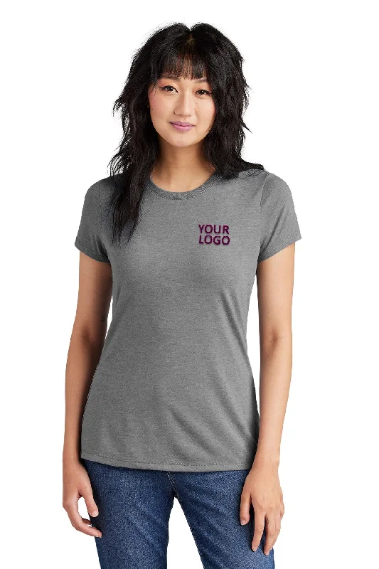 District Made Ladies Perfect Tri Crew Tee's, Grey Frost