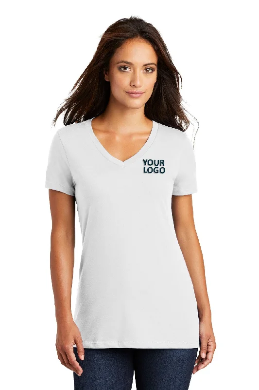 District Made Ladies Perfect Weight V-Neck Tee's, Bright White