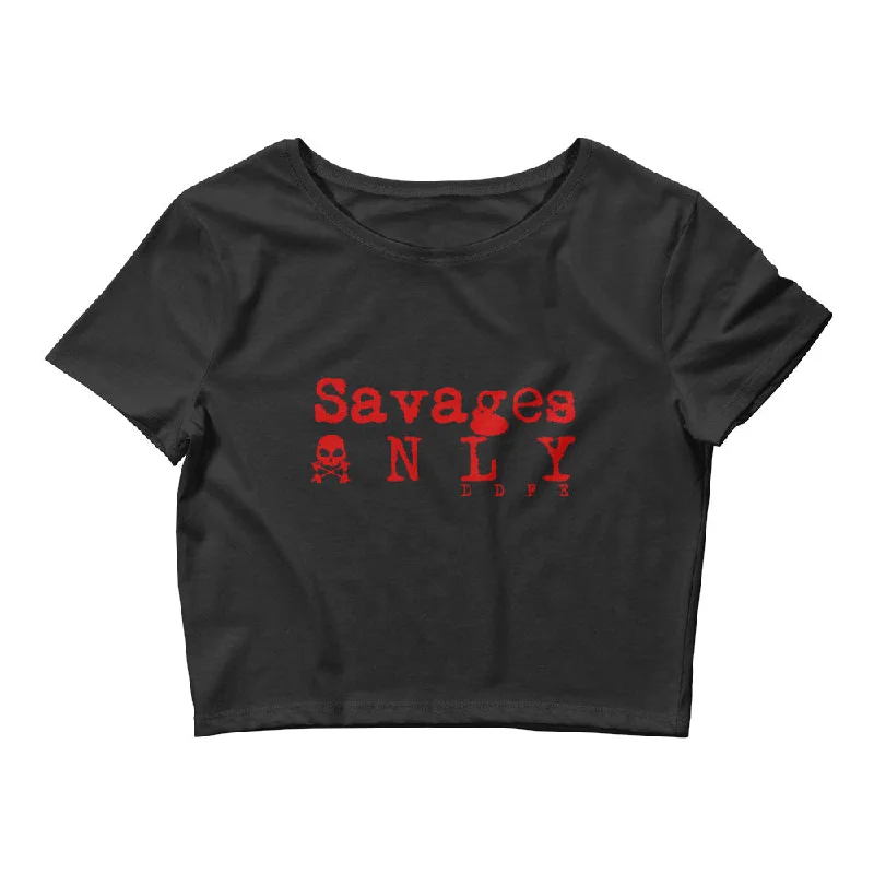 'Savages ONLY' Women’s Black Crop Tee