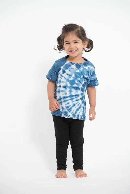 Unisex Kids Indigo Tie Dye Peacock T-shirt