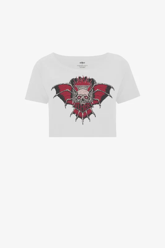 Death Skull Cropped Wide Neck Tee