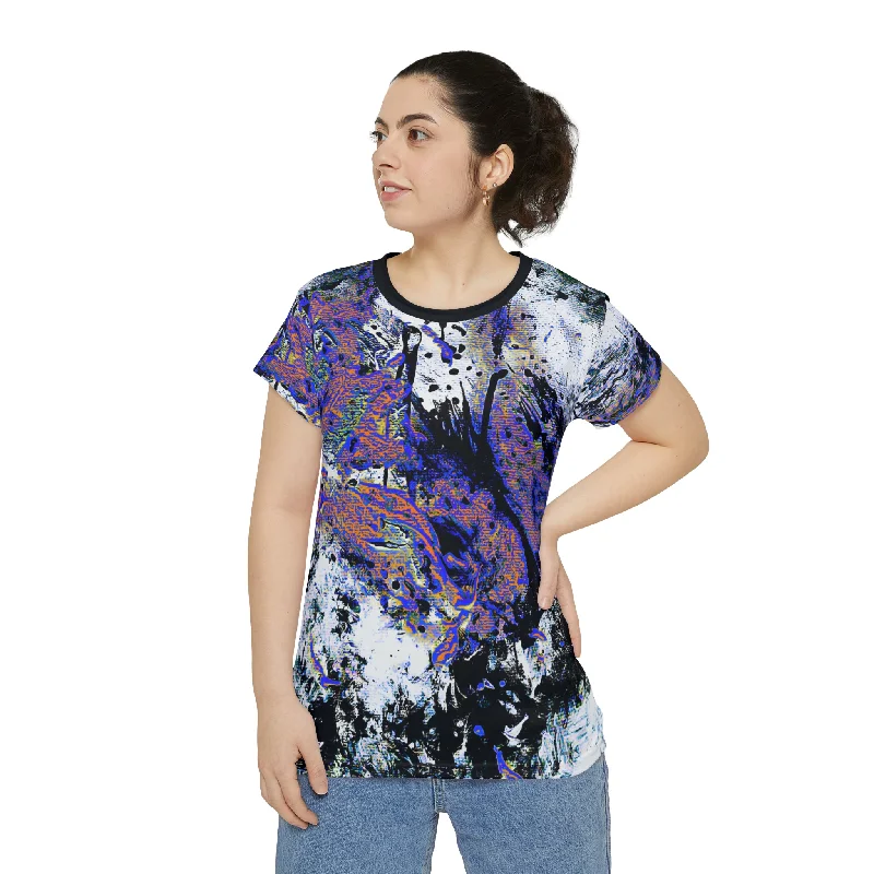 "Dreamy Love" (Cosmic Fusion - Sapphire) - Women's Scoop Neck Tee (w/ heart) Sequined Glittery Shiny "Dreamy Love" (Cosmic Fusion - Sapphire) - Women's Scoop Neck Tee (w/ heart) Sequined Glittery Shiny