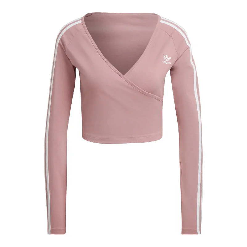 adidas Women's Originals Adicolor Classics Cropped Long Sleeve T-Shirt Hooded Caped Shawl Collar adidas Women's Originals Adicolor Classics Cropped Long Sleeve T-Shirt Hooded Caped Shawl Collar
