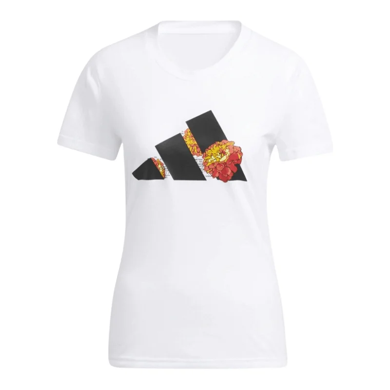 Adidas Women's Areoready Marigold T-Shirt - White Polka Dot Checkered Tartan