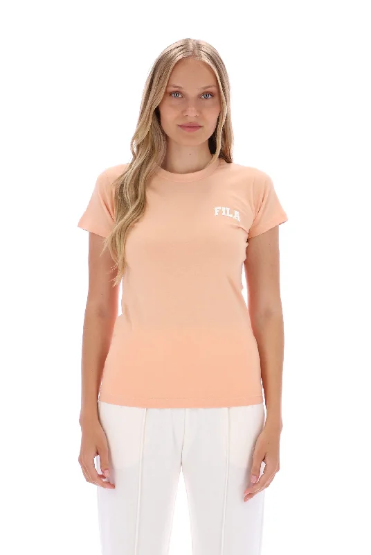 Aileen Basic Logo T-Shirt Denim Fabric Leather Fabric Suede Fabric