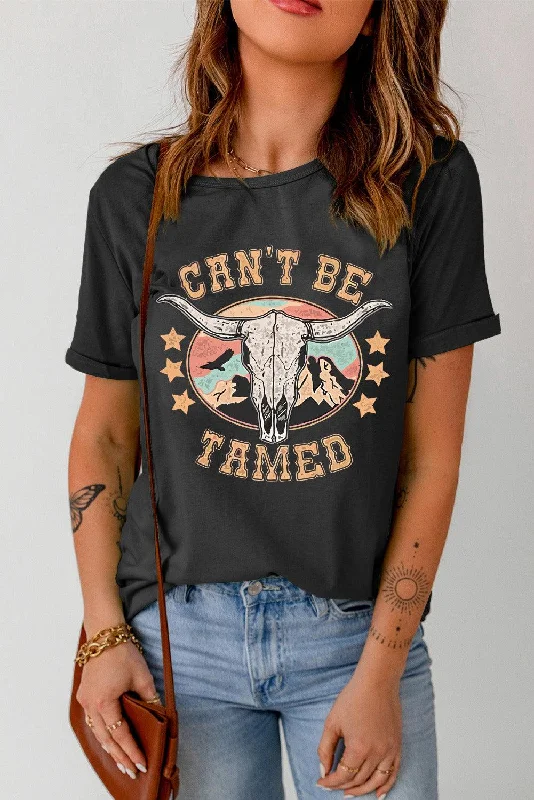 CAN'T BE TAMED Graphic Tee Satin Fabric Silk Fabric Chiffon Fabric