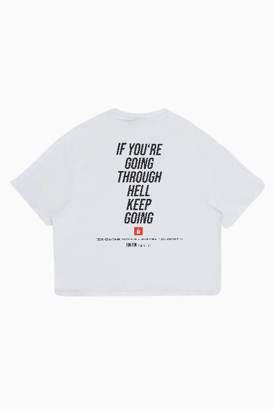 If You're Going Through Hell, Keep Going / Women Oversize T-shirt Spandex Blend Rayon Blend Denim Blend If You're Going Through Hell, Keep Going / Women Oversize T-shirt Spandex Blend Rayon Blend Denim Blend