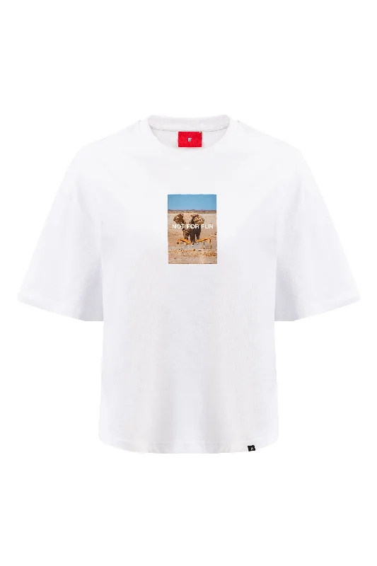 Not For Fun 007 / Women Oversize T-shirt Print Jacquard Patchwork