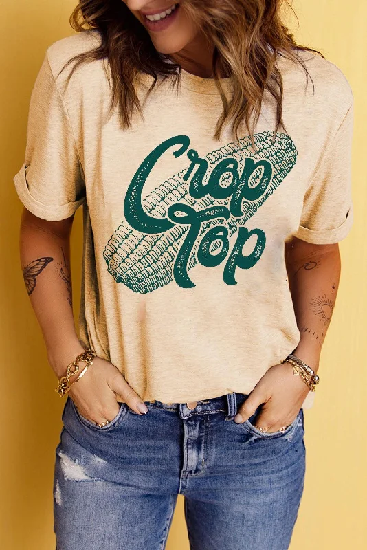 Corn Graphic Cuffed Tee Striped Floral Plaid