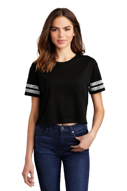 District ® Women's Scorecard Crop Tee DT488 Mesh Blend Leather Blend Suede Blend