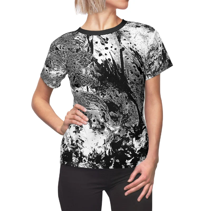 "Dreamy Love" (Cosmic Fusion - White/Black/Gray) - Women's Crew Neck Tee (w/ heart) Lace Blend Ribbed Blend Corduroy Blend "Dreamy Love" (Cosmic Fusion - White/Black/Gray) - Women's Crew Neck Tee (w/ heart) Lace Blend Ribbed Blend Corduroy Blend