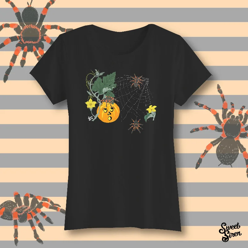 Fall Spiderweb - Women's Tee Striped Floral Plaid