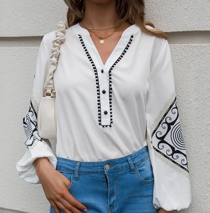 Long sleeve T-shirt single-breasted tops trumpet sleeves Lace Blend Ribbed Blend Corduroy Blend Long sleeve T-shirt single-breasted tops trumpet sleeves Lace Blend Ribbed Blend Corduroy Blend