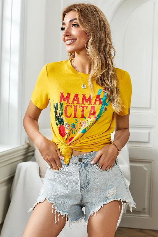 MAMACITA Graphic Tee Anti-Shrink Durable Soft