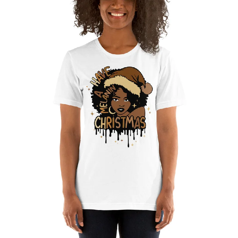 Melanan Christmas Short-Sleeve Unisex T-Shirt Solid Print Embellished