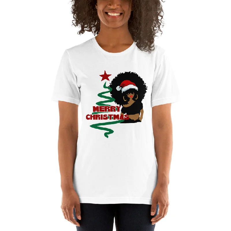 Merry Christmas Afro Women 1 Short-Sleeve Unisex T-Shirt Denim Fabric Leather Fabric Suede Fabric Merry Christmas Afro Women 1 Short-Sleeve Unisex T-Shirt Denim Fabric Leather Fabric Suede Fabric