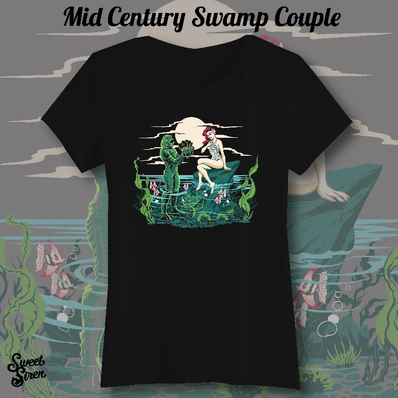 Mid Century Swamp Couple - Women's Tee Graphic Embroidered Appliqued
