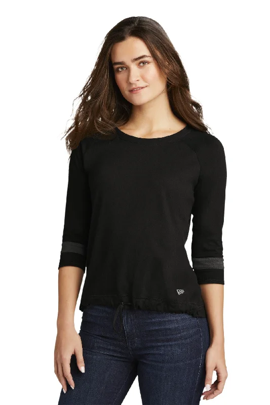 New Era ® Ladies Tri-Blend 3/4-Sleeve Tee LNEA136 Thin T-Shirt Open Front Quick Dry