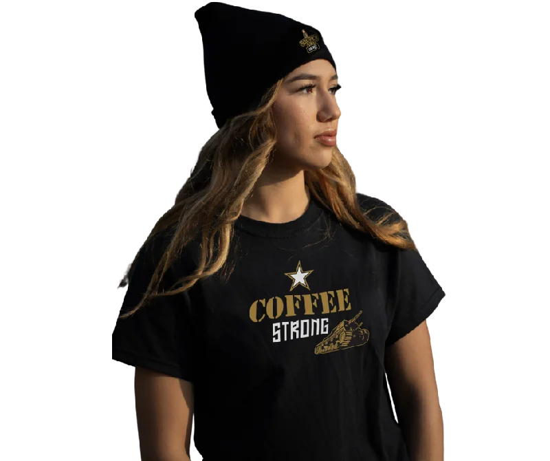 Coffee Strong Ladies' Boyfriend T-Shirt Thin T-Shirt Open Front Quick Dry