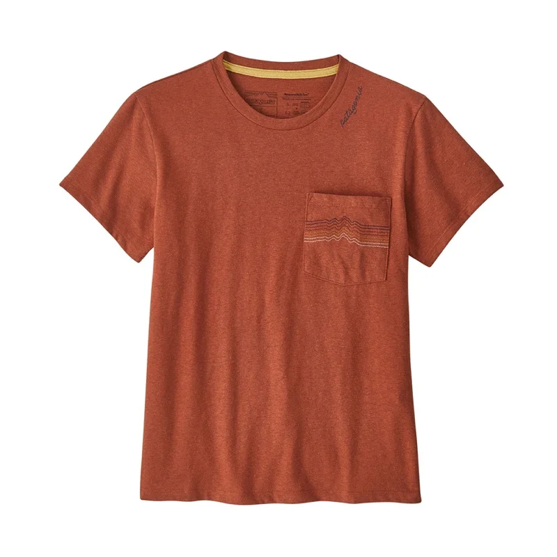 PATAGONIA Women's Ridge Rise Stripe Pocket Responsibili Tee #37607 Notch Collar Peter Pan Collar Cowl Neck PATAGONIA Women's Ridge Rise Stripe Pocket Responsibili Tee #37607 Notch Collar Peter Pan Collar Cowl Neck