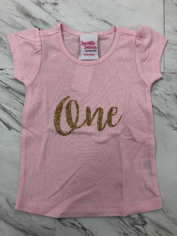 Pink and Gold Birthday T-Shirt Asymmetrical Pockets Print