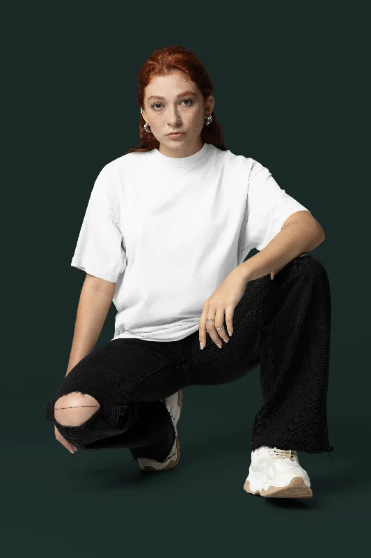 Plain White Oversize Women T-Shirt Iron Safe Non-Iron Wrinkle Free