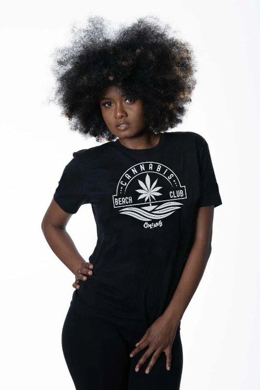 Cannabis Beach Club Graphic Relaxed Fit Tee Plaid T-Shirt Polka Dot Checkered