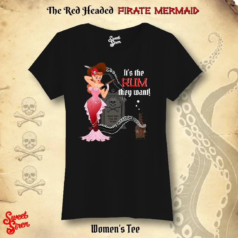 Red Headed Pirate Mermaid - Women's Tee Seamless Knitted Crochet