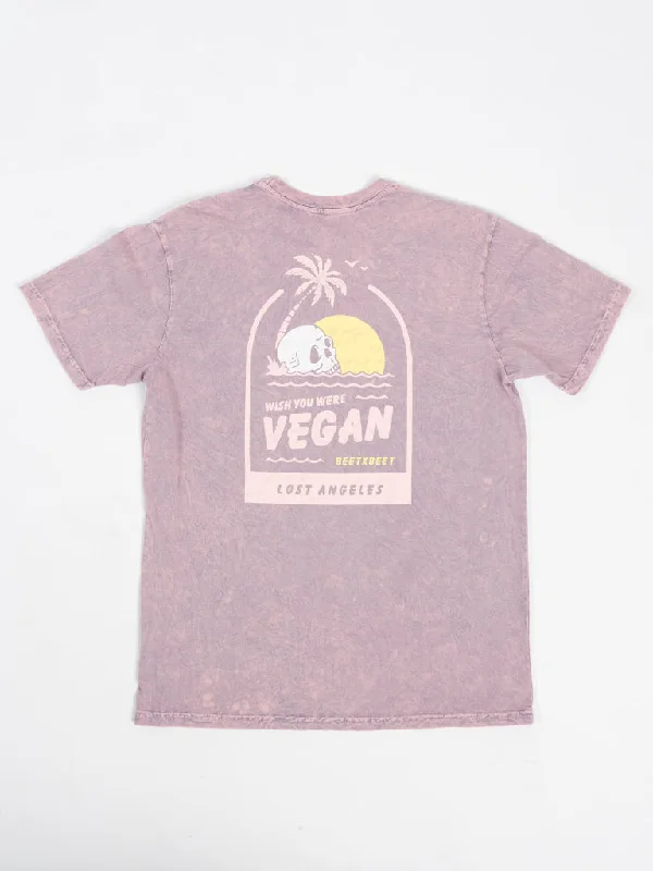 Wish You Were Vegan Unisex Tee Striped Floral Plaid