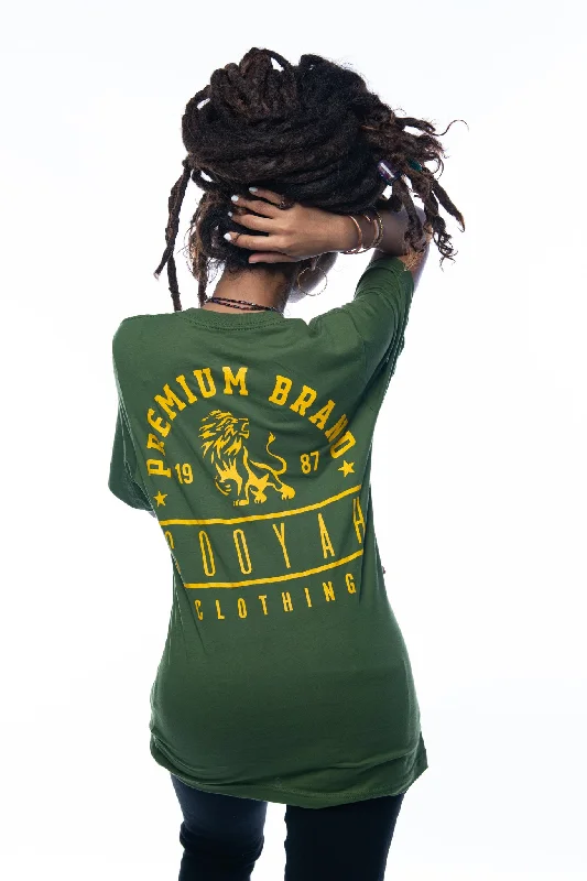 Premium Brand Lion Relaxed Fit Tee Ribbed Striped Patterned