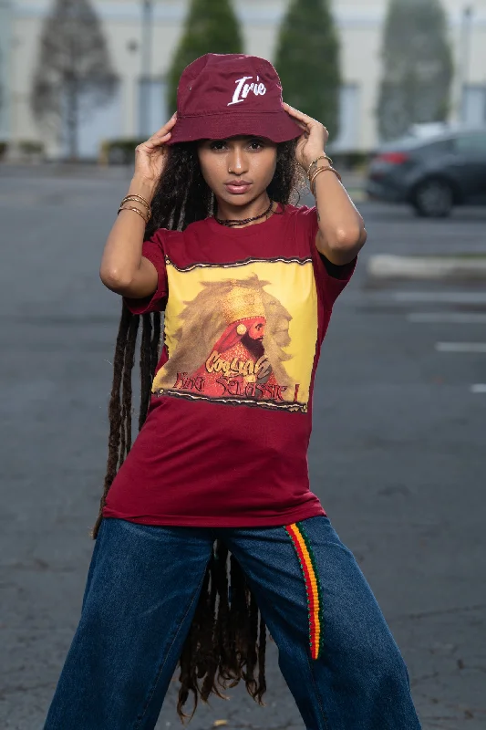 Lion Face Selassie Relaxed Fit Tee Beaded Sequined Faux Fur