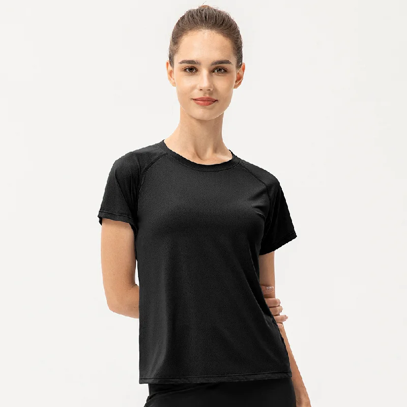 Women'S Loose Casual Icy Breathable Running Training Quick-Drying Sports Short-Sleeved T-Shirt Houndstooth Herringbone Solid