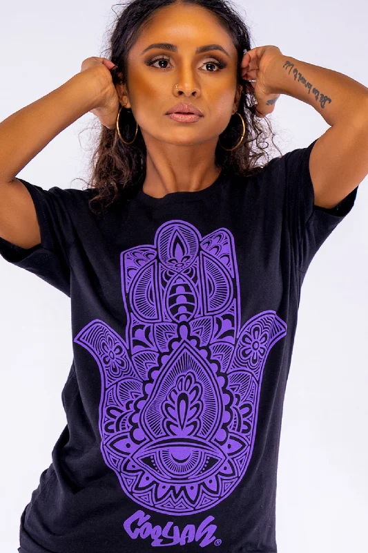 Hamsa Relaxed Fit Tee Silk Blend Satin Velvet