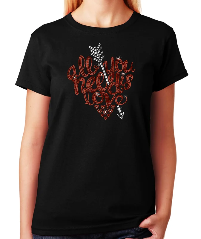 Women's/Unisex Rhinestone T-Shirt with All You Need is Love - Heart with Arrow, Valentines Shirt Knit Fabric Woven Fabric Fleece Fabric Women's/Unisex Rhinestone T-Shirt with All You Need is Love - Heart with Arrow, Valentines Shirt Knit Fabric Woven Fabric Fleece Fabric